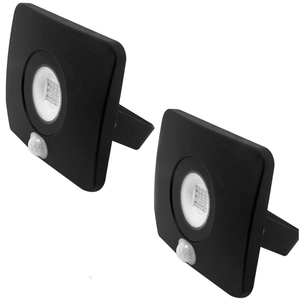 Loops 2X Outdoor Slim 10W Led Floodlight Pir Motion Sensor Security Ip65 Waterproof White