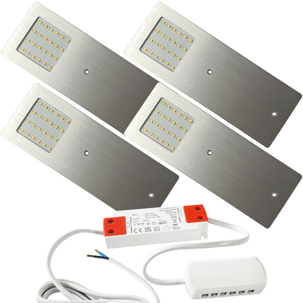 4x 5W Kitchen Cabinet Low Profile Slim Panel Light & Driver Natural White Flush