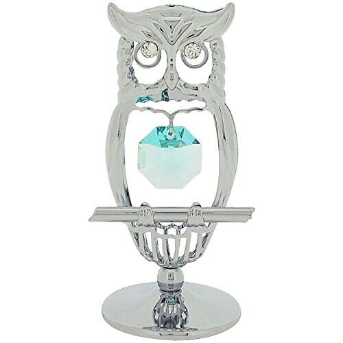 WIDDOP and Co. Crystocraft Chrome Plated Owl - Crystals From Swarovski