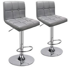 Leader Accessories Bar Stools (2/Set) Adjustable Bar Chairs Breakfast Dining Stools for Kitchen Island Counter PU Leather Double Stitching Square
