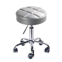 Leader Accessories Swivel Stool Round Rolling Stools Adjustable Work Stool with 5 Wheels (Light Grey / seat cushion ?14")