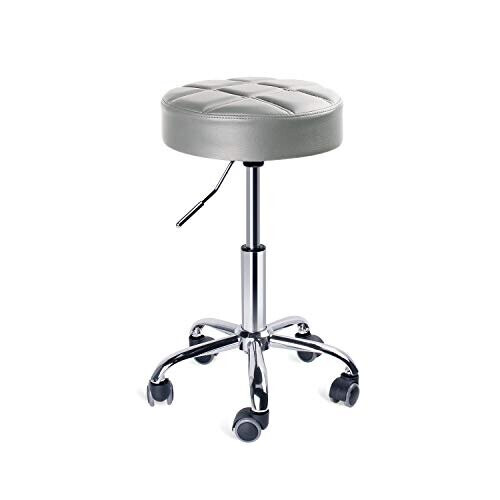 Leader Accessories Swivel Stool Round Rolling Stools Adjustable Work Stool with 5 Wheels (Light Grey / seat cushion ?14") 1