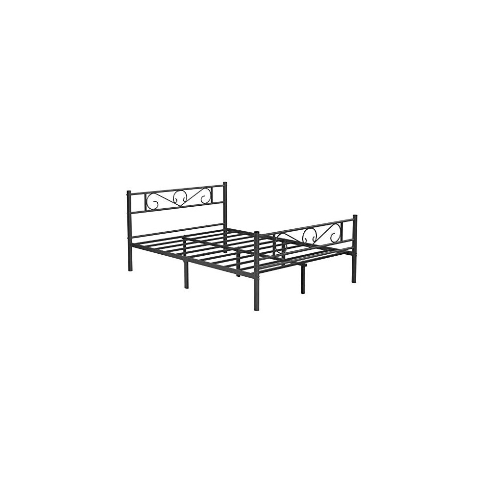 VASAGLE Double Bed Frame Metal Bed Frame, Fits 140 x 190 cm Mattress, for Adults Children Kids, No Box Spring Needed, Simple Assembly, for Small