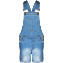 (3-4 Years, Light Blue) Girls Denim Dungaree Shorts Playsuit All In One