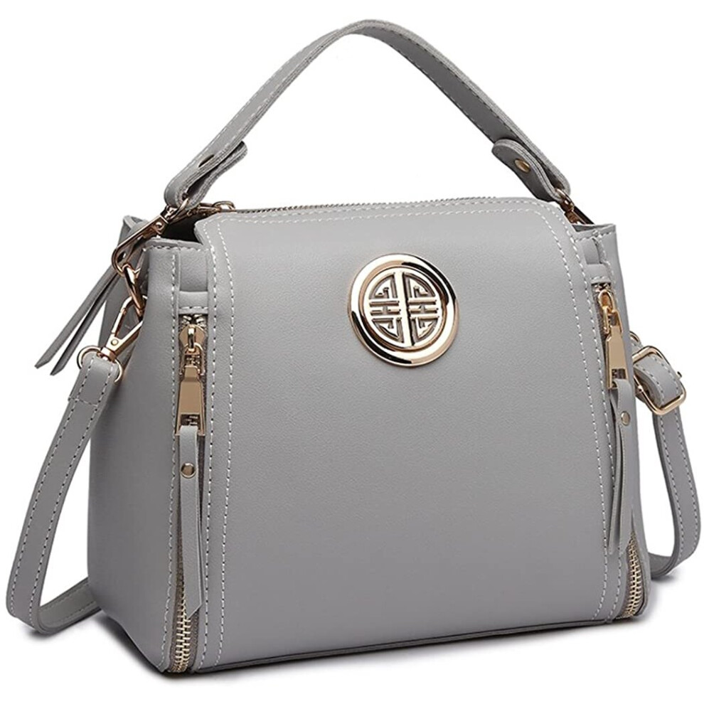 Miss Lulu Women Handbags Pu Leather Casual Travel Ladies Top Handle Crossbody Shoulder Messenger Bag Medium Tote Grey