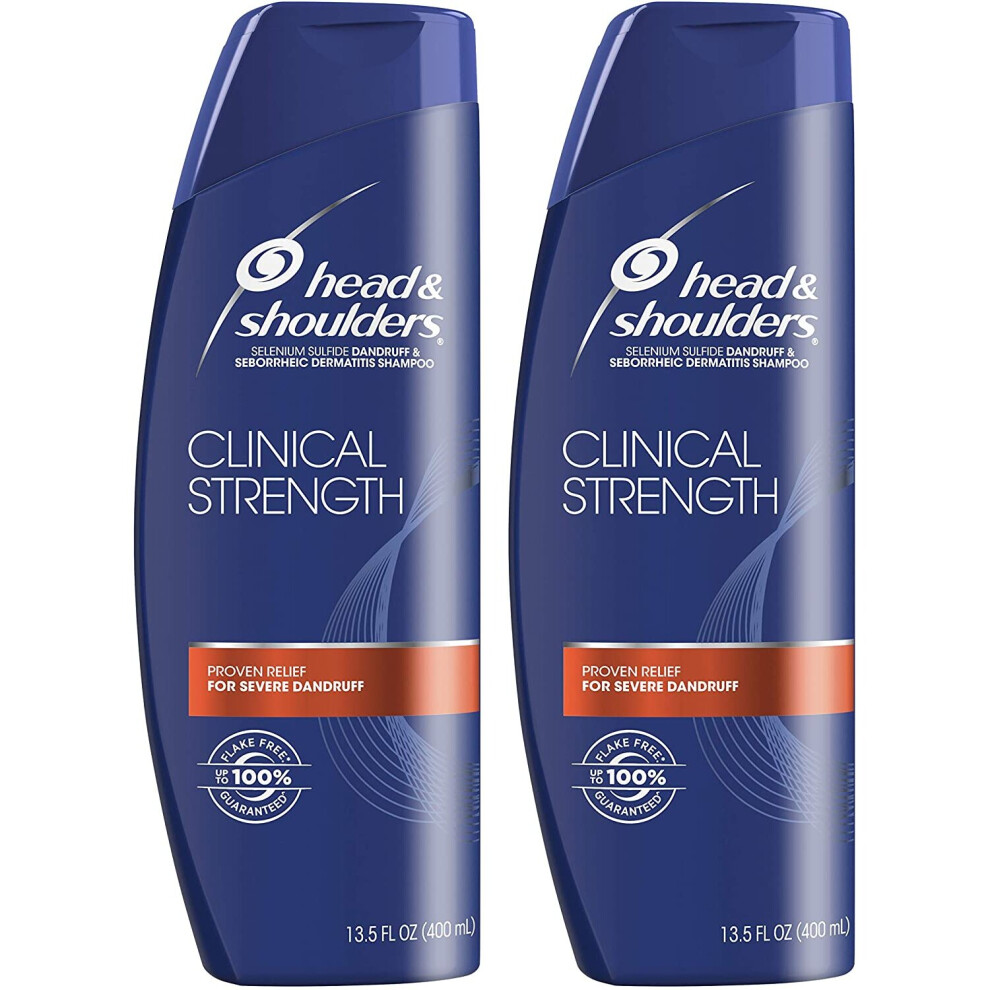 Head and Shoulders Shampoo, Anti Dandruff, Clinical Strength Seborrheic Dermatitis Treatment, 13.5 fl oz, Twin Pack