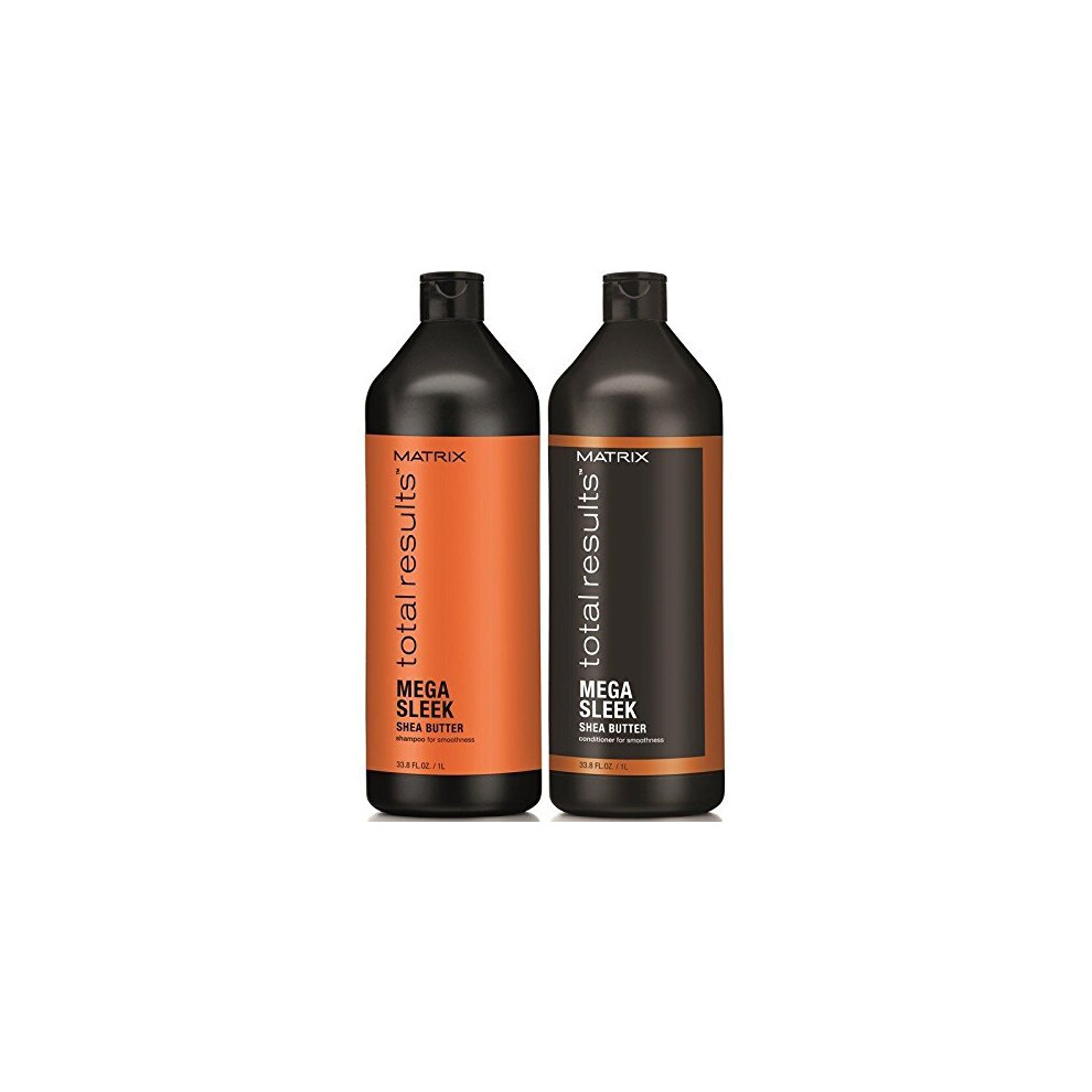 Photos - Hair Product Matrix Total Result Sleek Shampoo & Conditioner Liter Duo 