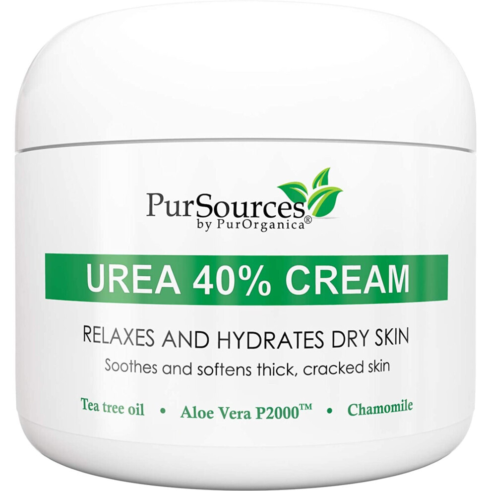 PurOrganica Urea 40% Cream - Made in USA - Foot Cream for Thick  Cracked  Rough  Dead & Dry Skin - Corn  Callus and Dead Skin Remover  Toenail Softene