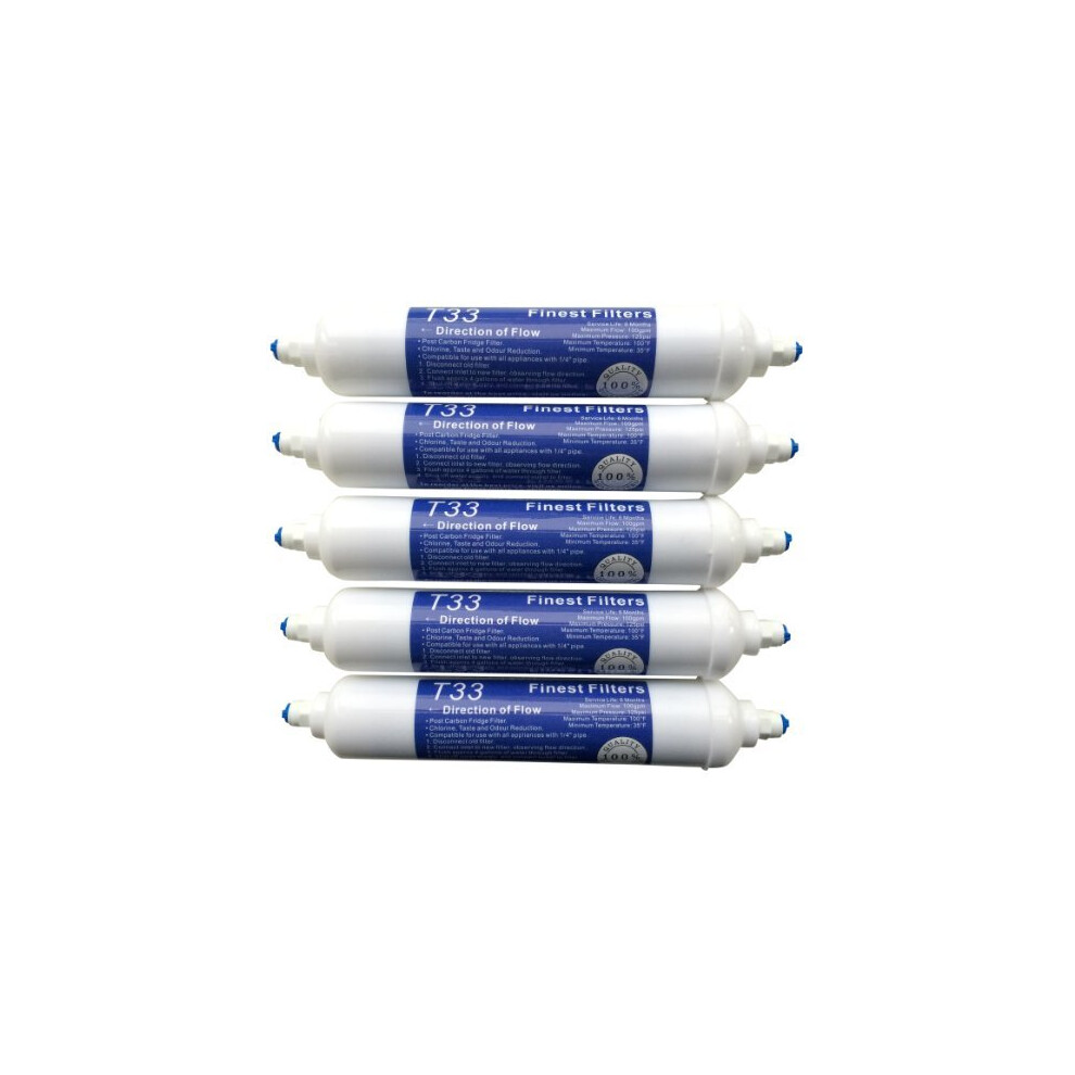 5 x In Line Fridge Water Filters Compatible with Samsung, Daewoo, LG etc