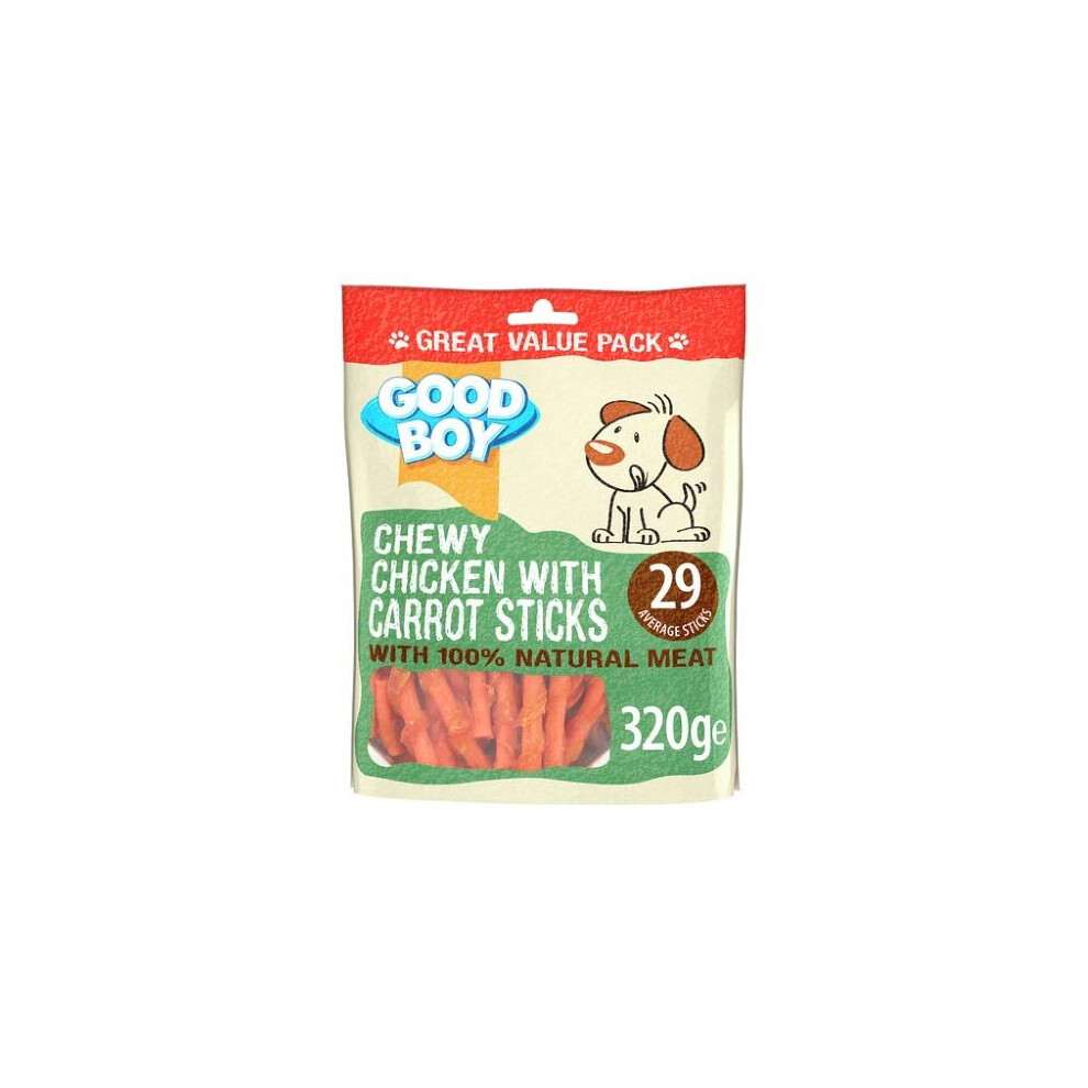 Goodboy *New* 320G Value Pack Chewy Chicken With Carrot Sticks Natural Meat Dog Treats