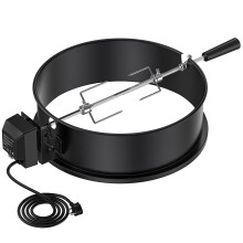 Onlyfire BRK-6009 BBQ Rotisserie Ring Kit Fits Weber 47CM Charcoal Kettle Grill with Electric Motor UK, Black Steel