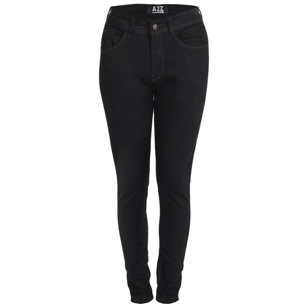 (8, Jet Black) Womens Denim Jeans Comfort Stretch Pants Ladies