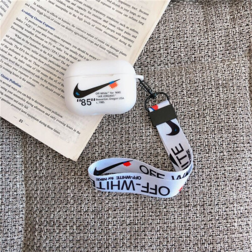 (White AirPods Pro) White Black Nike Airpods Case 1 2 Pro With Lanyard Headphones Earphone Cases
