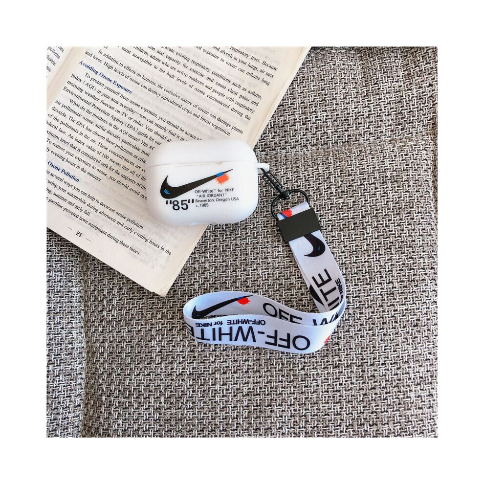 (White AirPods Pro) White Black Nike Airpods Case 1 2 Pro With Lanyard Headphones Earphone Cases