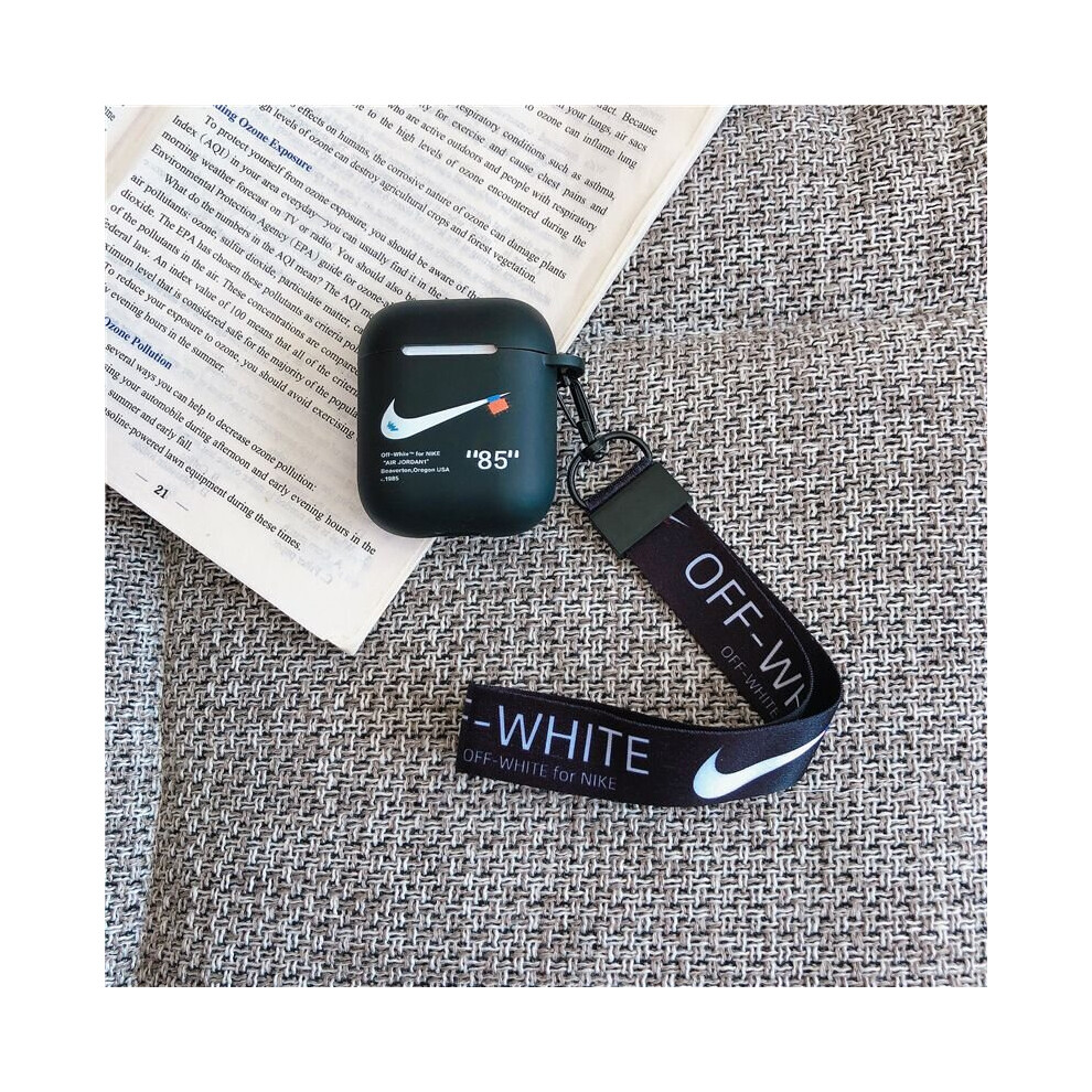 (Black AirPods 1/2) White Black Nike Airpods Case 1 2 Pro With Lanyard Headphones Earphone Cases