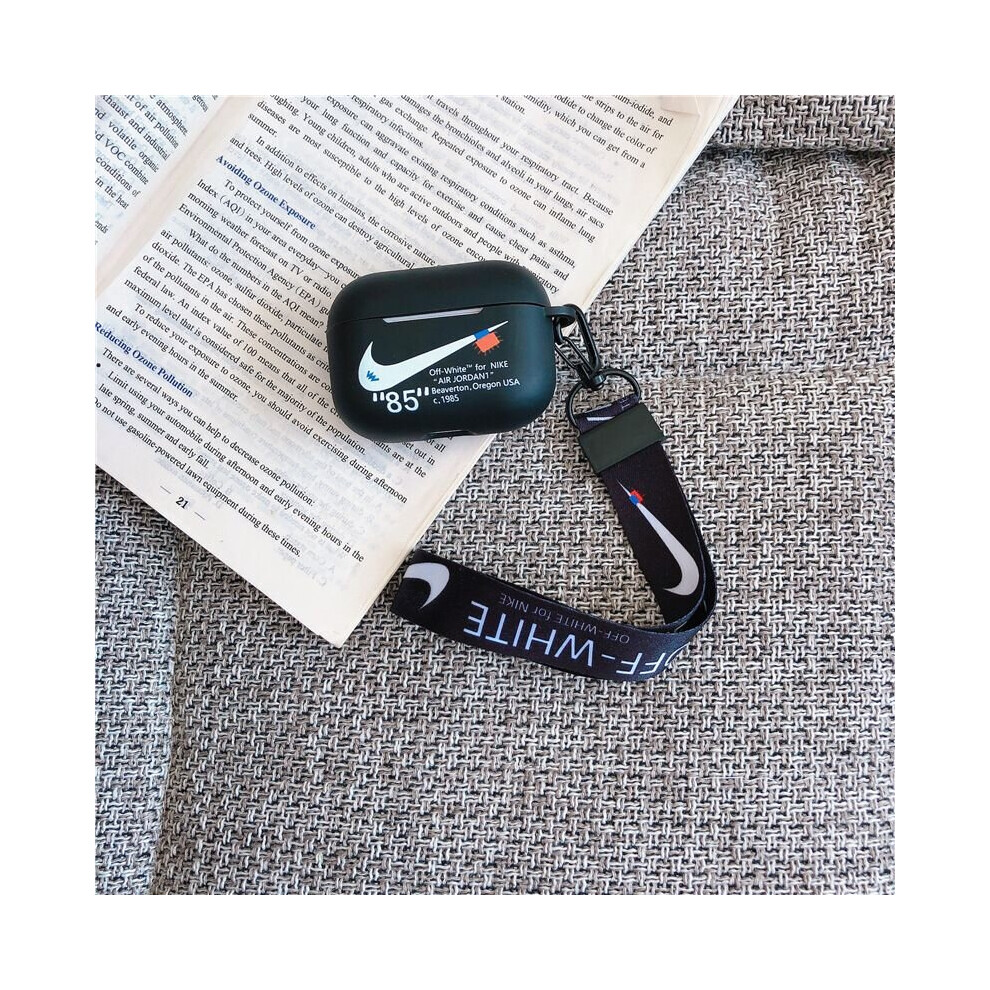 (Black AirPods Pro) White Black Nike Airpods Case 1 2 Pro With Lanyard Headphones Earphone Cases