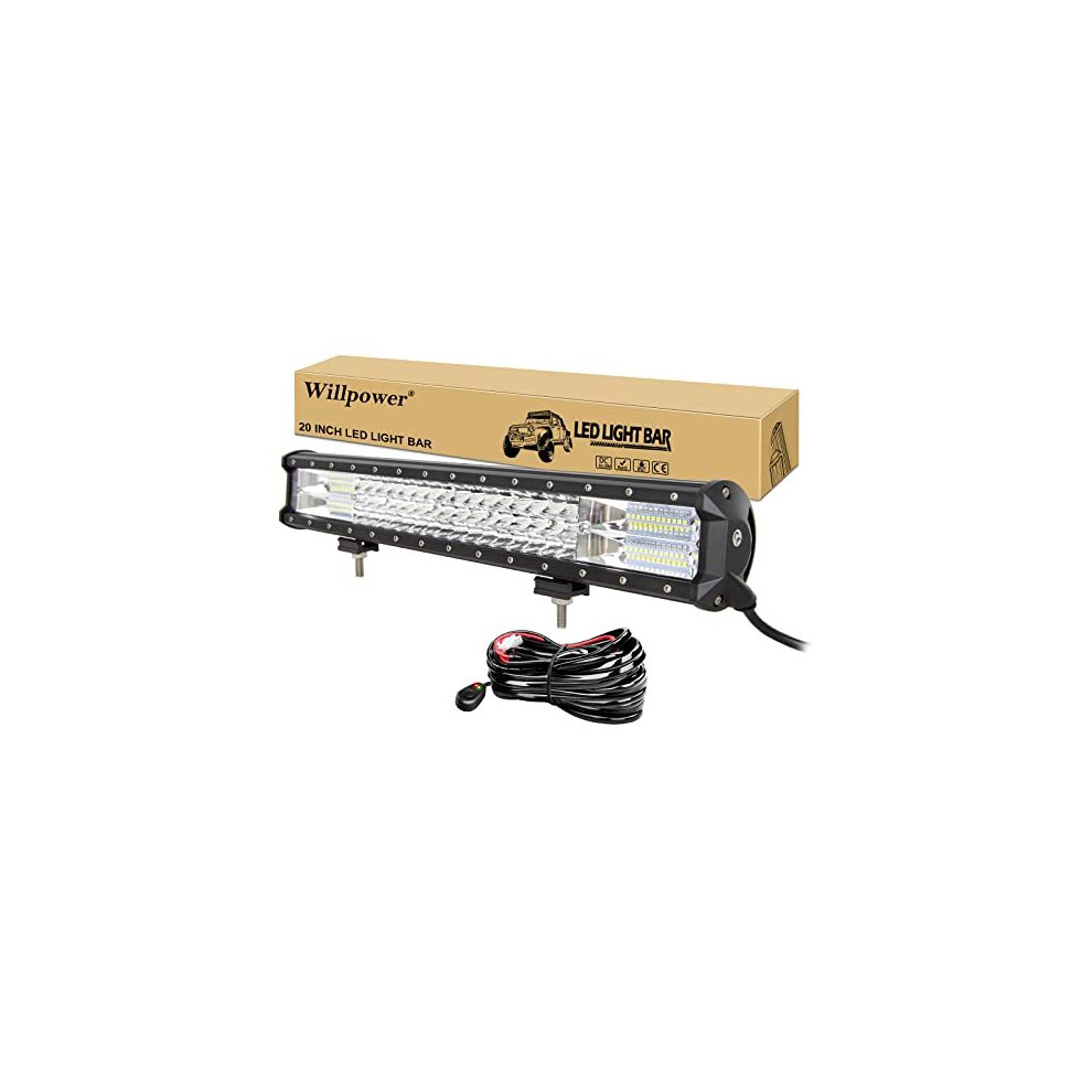 Willpower Led Bar 20 Inch 288W-Spot Flood Combo Beam Cree 7D Off Road S Triple Row Waterproof Work With Wiring Harness For Truck Light 644925426608
