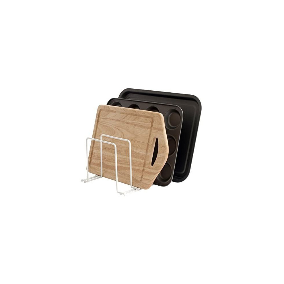 Simplywire - Baking Tray & Chopping Board Rack - Pan Storage - Kitchen Cupboard Organiser - White