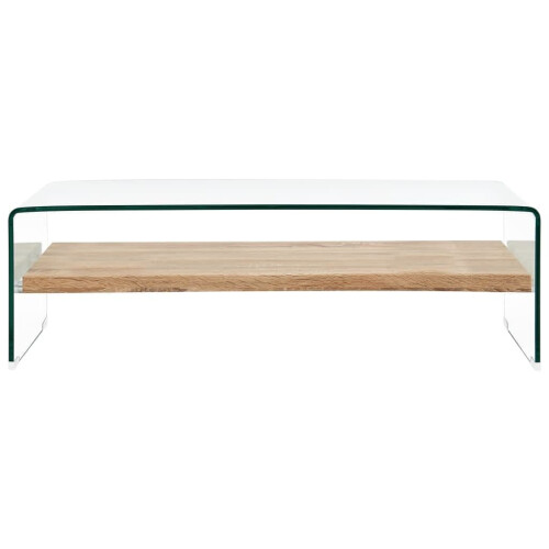 VidaXL vidaXL Coffee Table with a Shelf Clear 98cm Tempered Glass Side End Stand 1