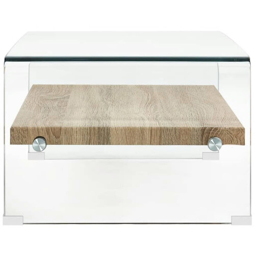 VidaXL vidaXL Coffee Table with a Shelf Clear 98cm Tempered Glass Side End Stand 2
