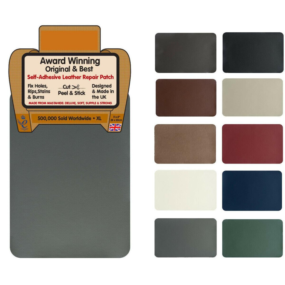 (Grey) Leather Repair Self-Adhesive Patch XL 28cmx20