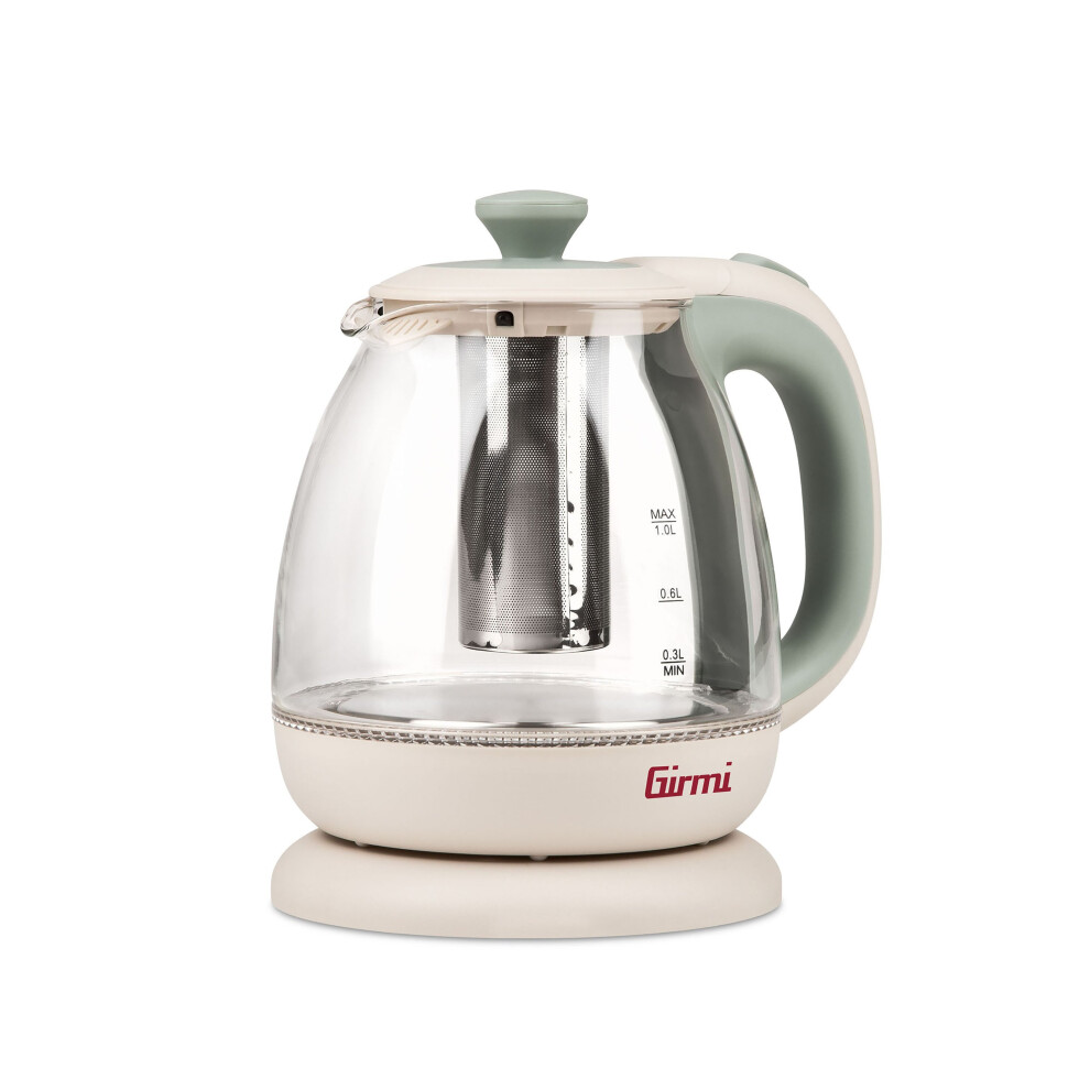 Girmi BL4105 Tisaniera Electric Kettle & Teapot SMALL 1 Litre Glass 1100 W Cream-Green