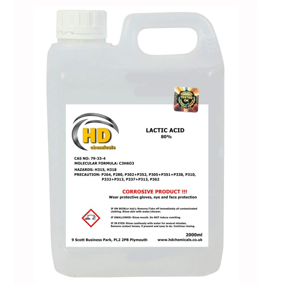 Hd Chemicals Ltd (2000Ml - 2L) Lactic Acid 80% Acne Facial Home Brew