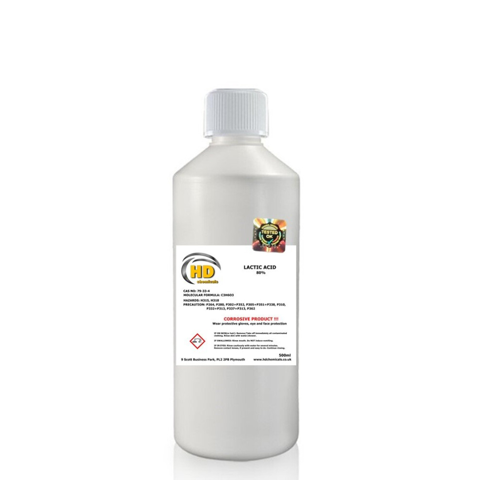 Hd Chemicals Ltd (500Ml) Lactic Acid 80% Acne Facial Home Brew