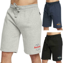 (Black, M) Mens Bench Shorts Fleece Knee Length Sweatpants