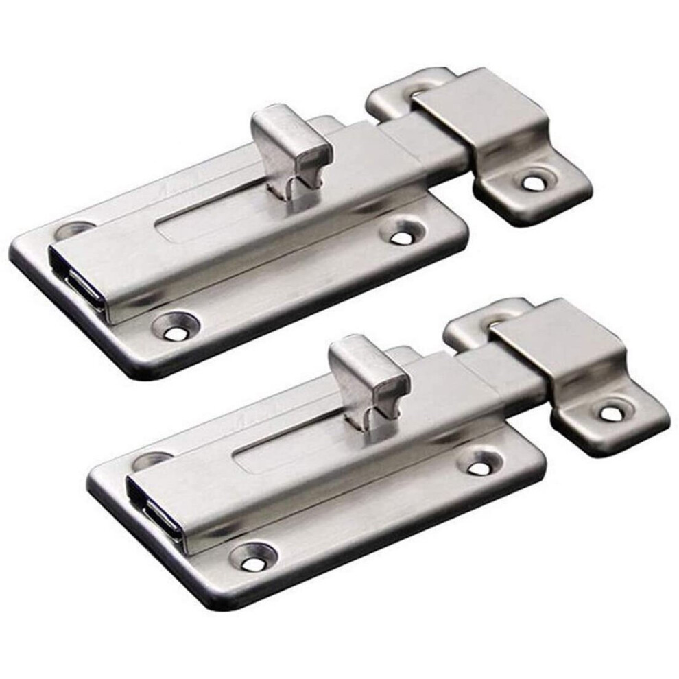 Door Bolts, 2 Pieces Stainless Steel Latch Sliding Door Lock, Surface Mounted Slide Bolt For All Types Of Internal Doors 729920961337