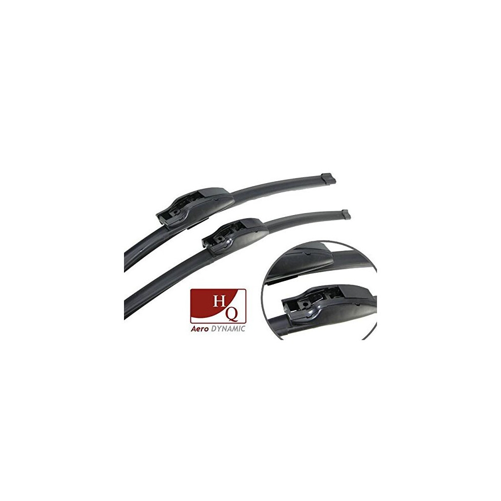 Set Of Front Frameless Flat Aero Wiper Blades Hq Automotive With Washer Jet Spray Adj81-621 Twin Box 5060538793565