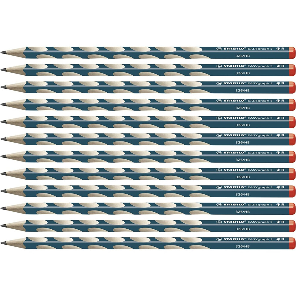 Handwriting Pencil - STABILO EASYgraph S Box of 12 HB Petrol Right Handed