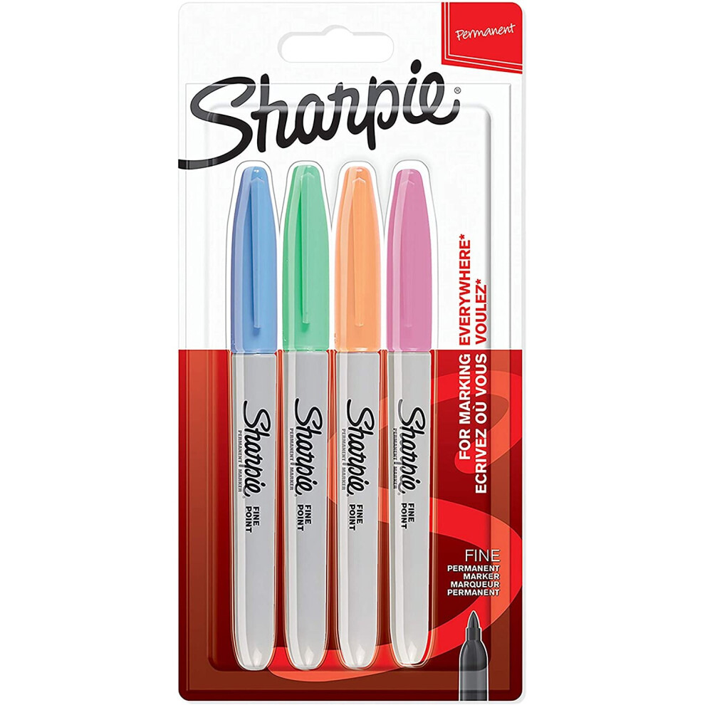 Sharpie Permanent Markers | Fine Point | Pastel Colours | 4 Count