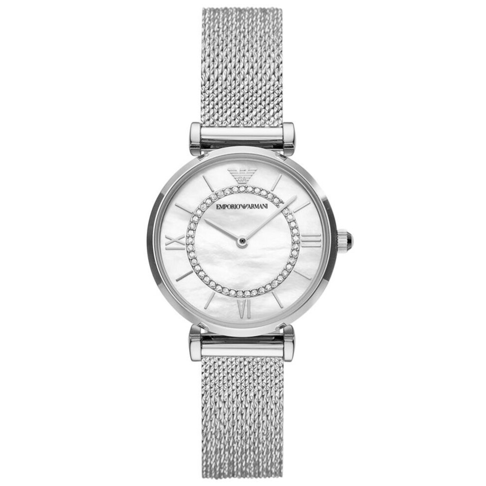 Armani Emporio Ar11319 Quartz Mother Of Pearl Dial Ladies Watch Silver