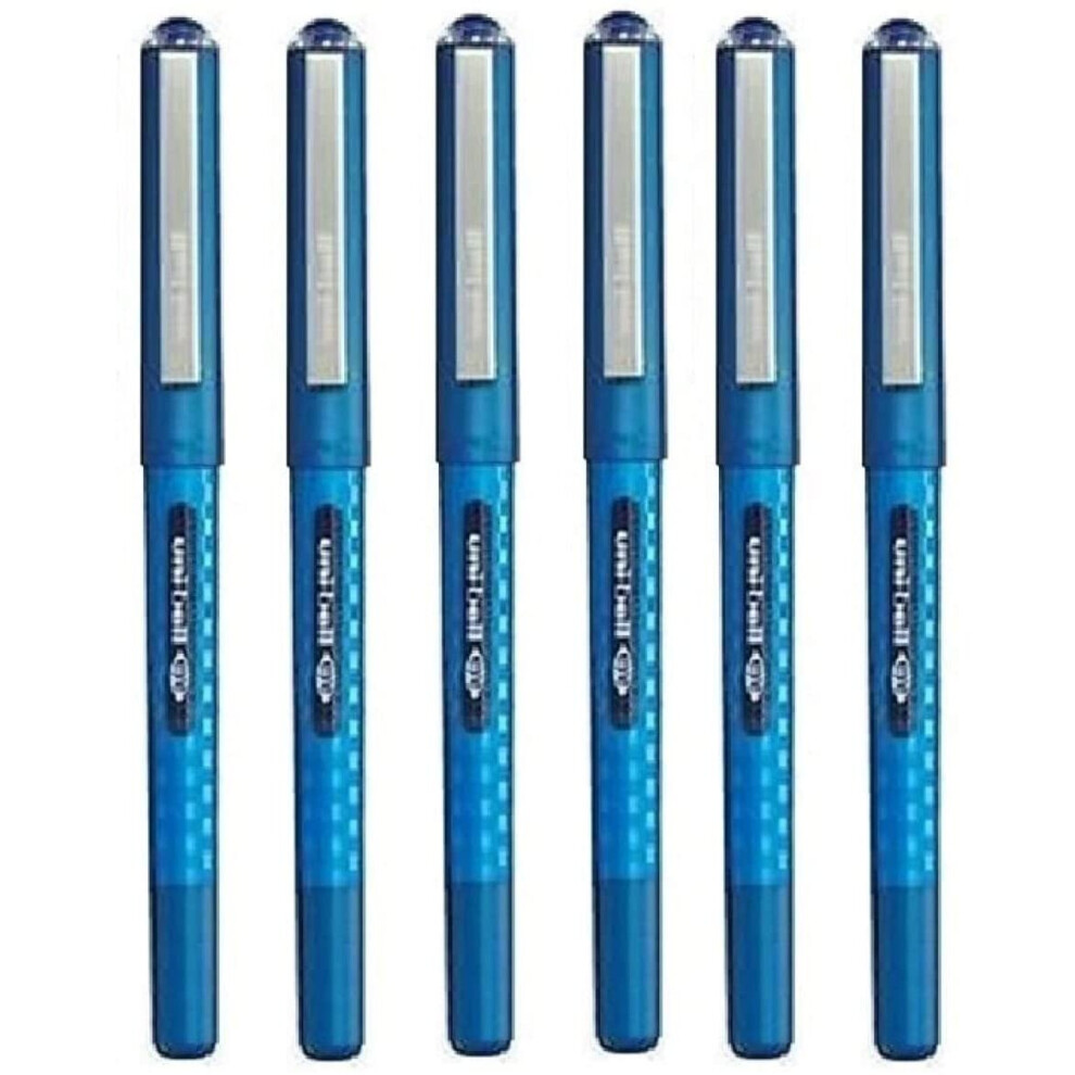 Uni Ball Eye Designer Blue Rollerball Pen Fine 0.7mm Nib Tip 0.5mm Line Width Designer Series Quick Drying Pigment Ink UB-157D (Pack Of 6)