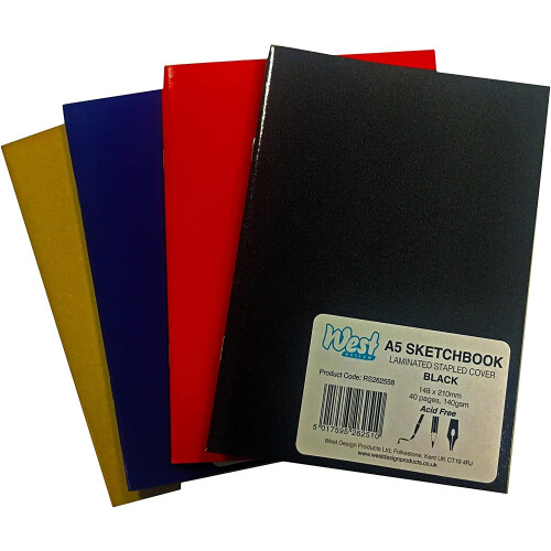 West 334552 A4 Assorted Sketch Book (Pack of 5)