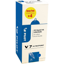 Pilot V7 Hi-Tecpoint Liquid Ink Roller Pen - Blue (Pack of 20)