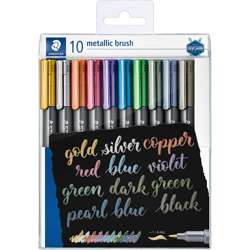 STAEDTLER 8321 TB10 metallic brush pens, wallet of 10 assorted colours