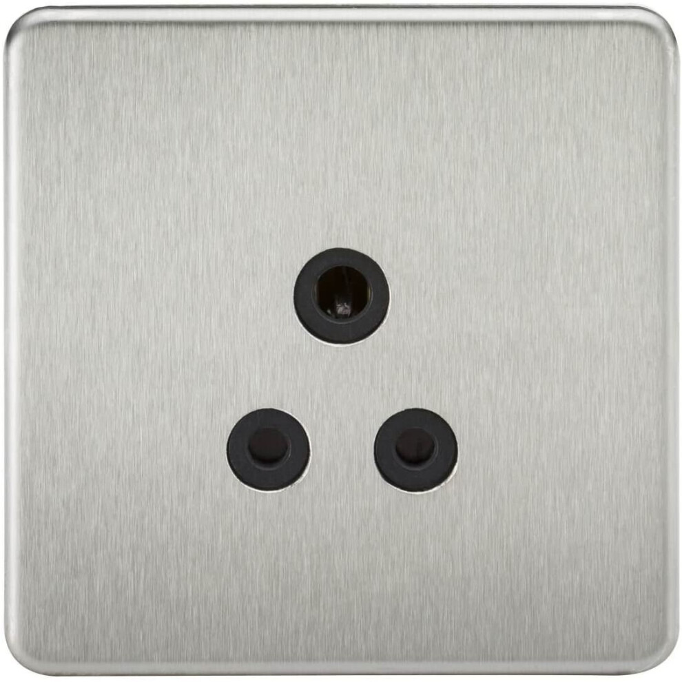 Knightsbridge Sfav5abc Screwless 5A Unswitched Socket-Brushed Chrome With Black Insert 5054790395087