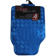 JVL 01-693 Titan Metallic Universal Rubber Backed Car Mat Set, 4 Pieces, Blue