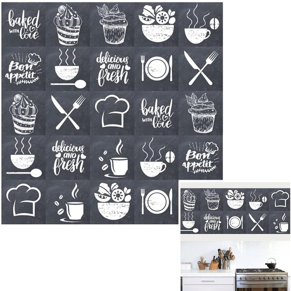 24 Pcs Mosaic Wall Tile Stickers PVC Waterproof Oil Proof Tile Stickers 3D Self Adhesive Kitchen Tile Decals for Kitchen, Bathroom