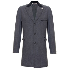 (38) Mens 3/4 Long Overcoat Herringbone Tweed Blinder