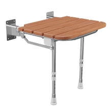 Shower Seat Wooden Folding Adjustable Wall Mounted