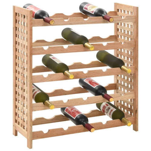 VidaXL vidaXL Solid Walnut Wood Wine Rack for 25 Bottles 63x25x73cm Drink Holder 1