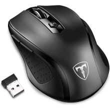 HJ8U Ergonomic Wireless Mouse - 2.4GHz Optical USB Receiver, 6-Button Cordless Laptop Mouse, 5 DPI Levels (800-2400)