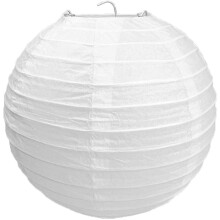 Other Classic Round Paper Ribbed Lampshade Lantern Bamboo Style For Wedding Decor - 30cm / 12", 60 W (White)