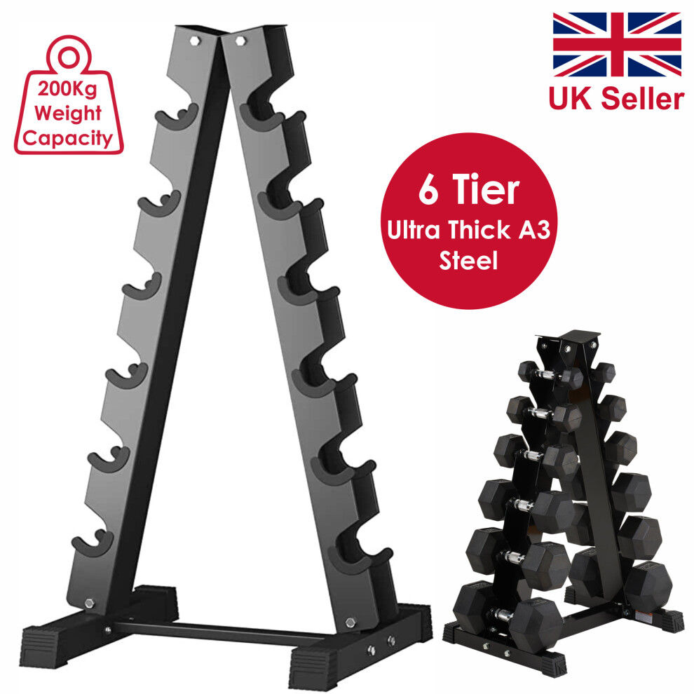 6 Tier Dumbbell Rack Storage Stand Tree Hex Vertical Weight Wide