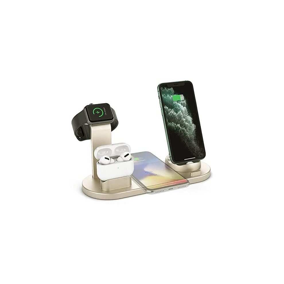 4-in-1 Wireless Charging Station, 360 Degree Rotatable Charger Dock for Apple/Micro/Type C Phones, Qi Fast Wireless Charging...