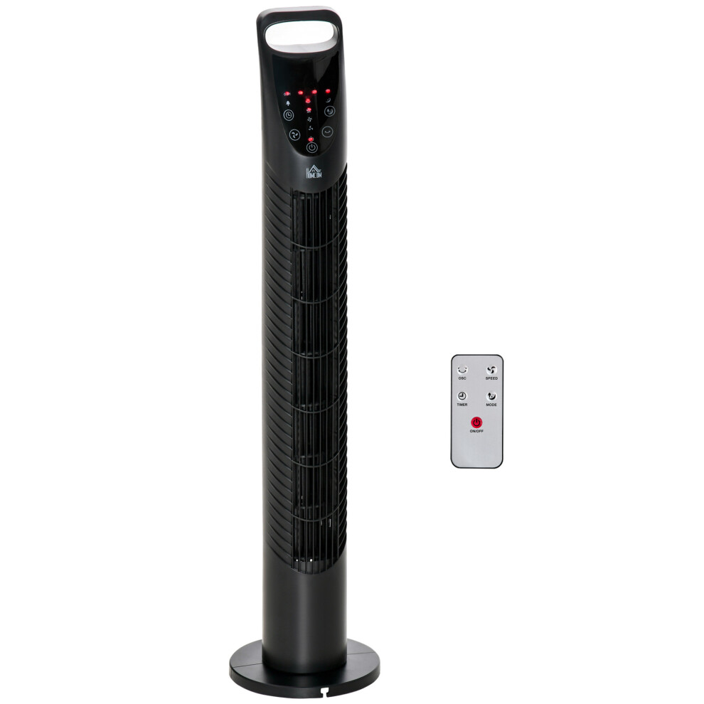 Homcom 78.5Cm Oscillation Tower Fan With Remote Control 40W 3-Speed Wind Black
