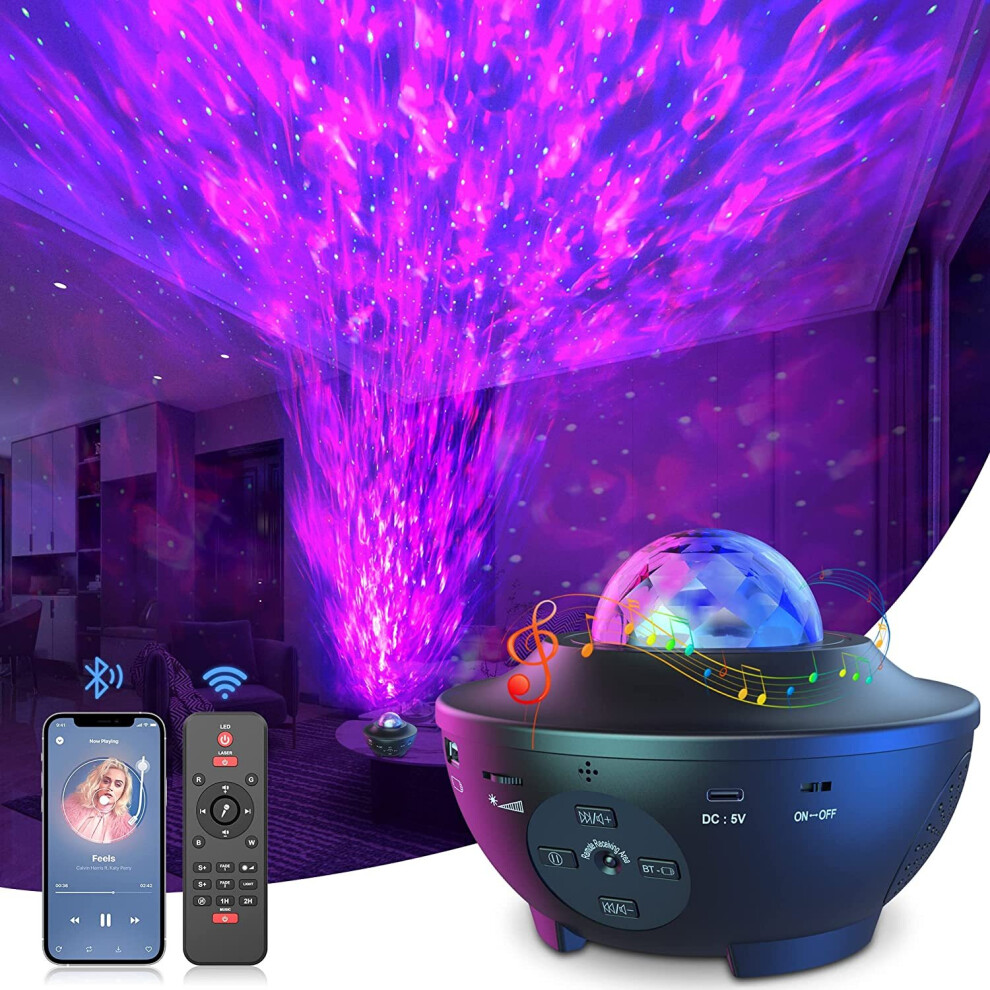 Galaxy Projector, Mexllex Star Projector with Remote Control, Night Light Projector with Timer, Bluetooth USB Colour Changing...